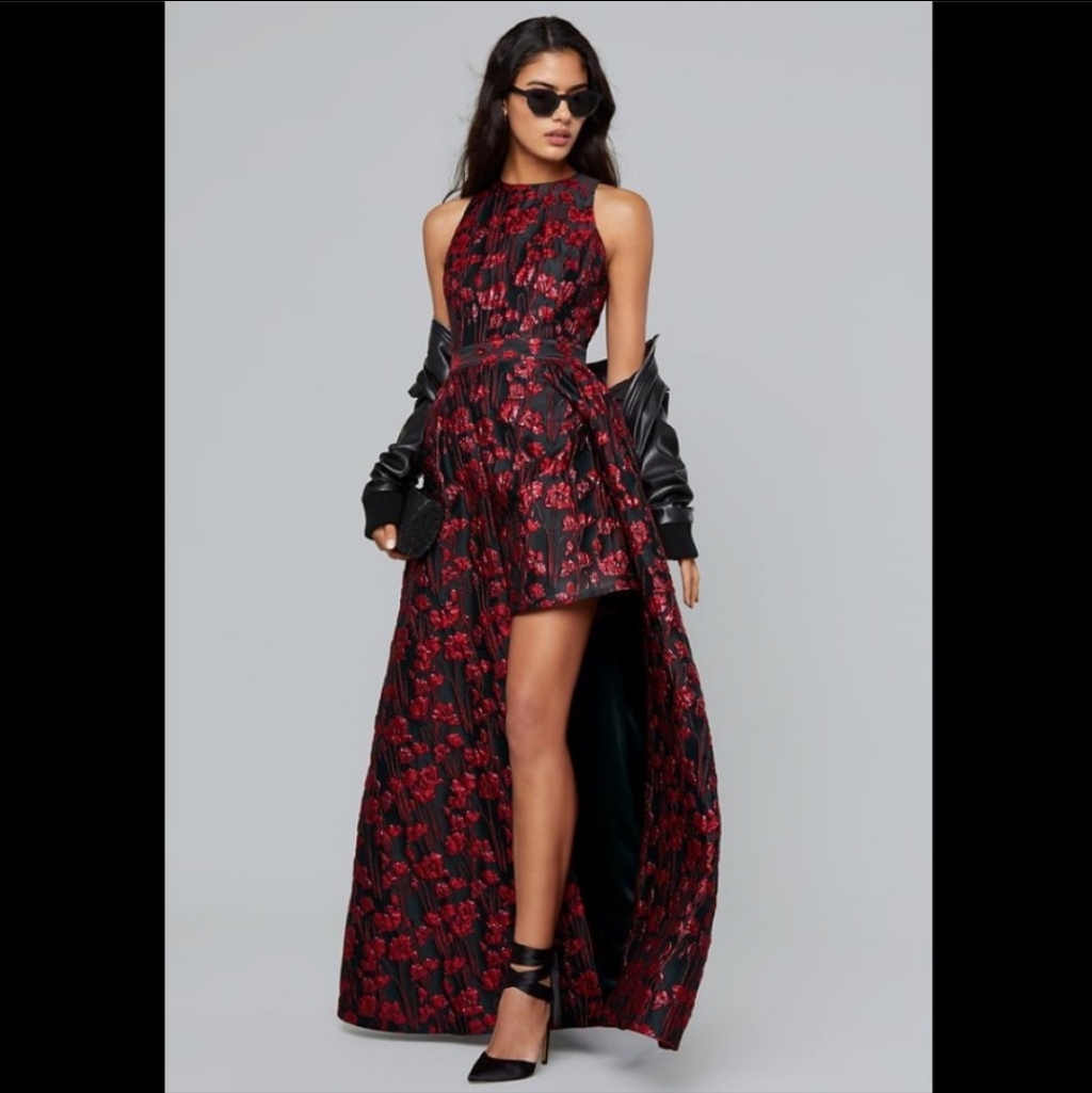 Bebe Sina Jacquard Hi-Lo Gown